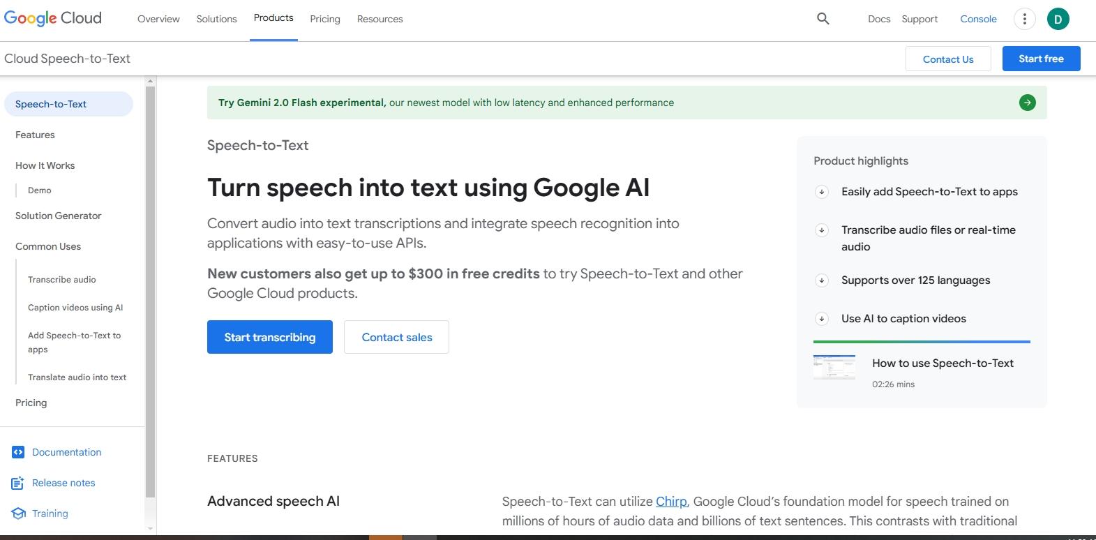 GoogleAPI turn speech to text